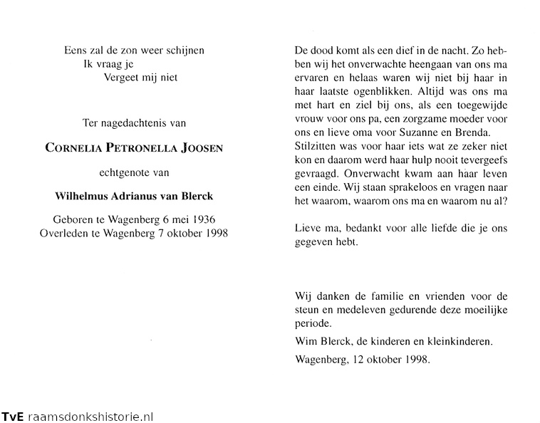 Cornelia Petronella Joosen Wilhelmus Adrianus van Blerck