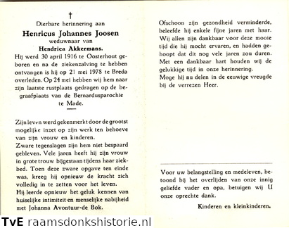 Henricus Johannes Joosen Hendrica Akkermans