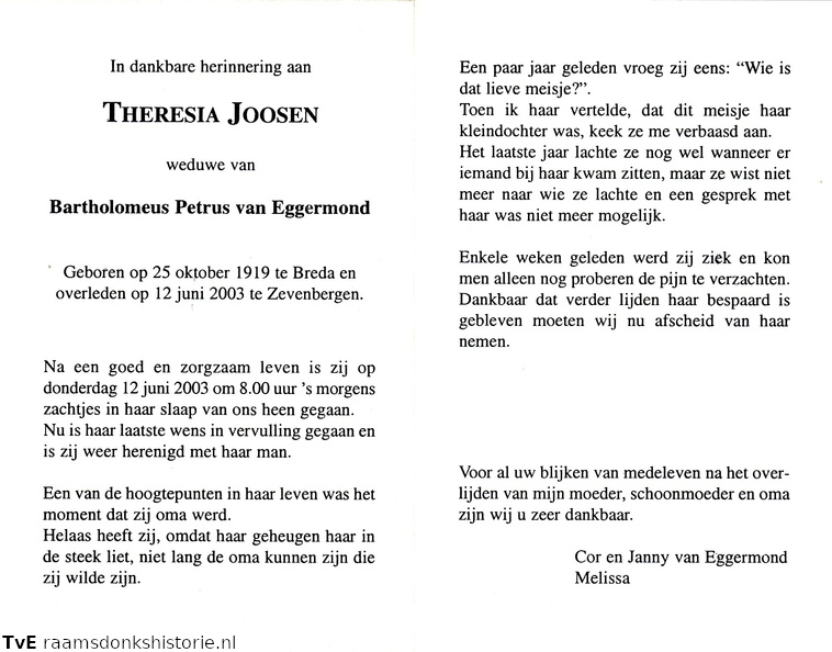 Theresia Joosen Bartholomeus Petrus van Eggermond