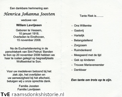 Henrica Johanna Joosten Willem Lavrijssen
