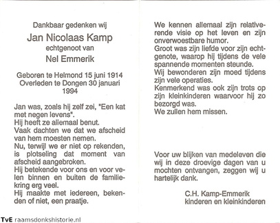 Jan Nicolaas Kamp- Nel Emmerik