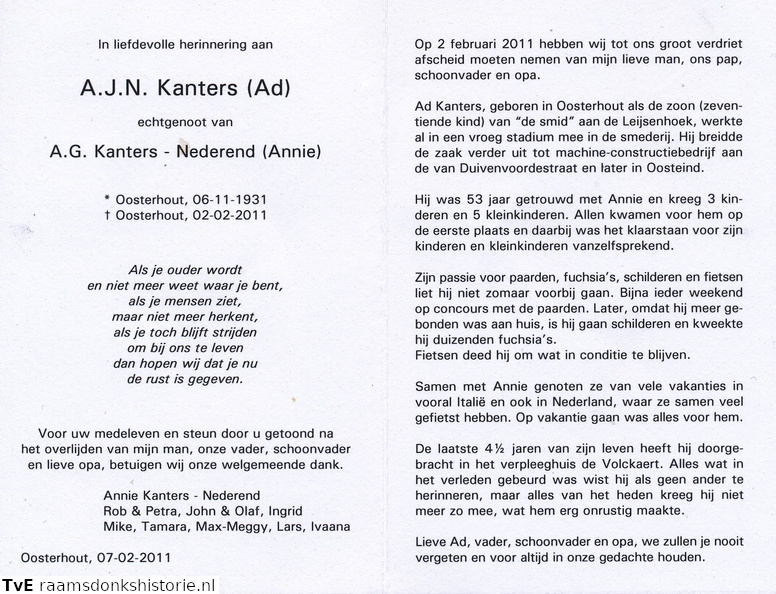 Adrianus J.N. Kanters Annie G. Nederend