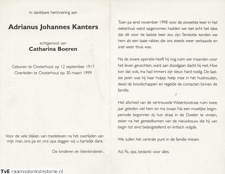 Adrianus Johannes Kanters- Catharina Boeren