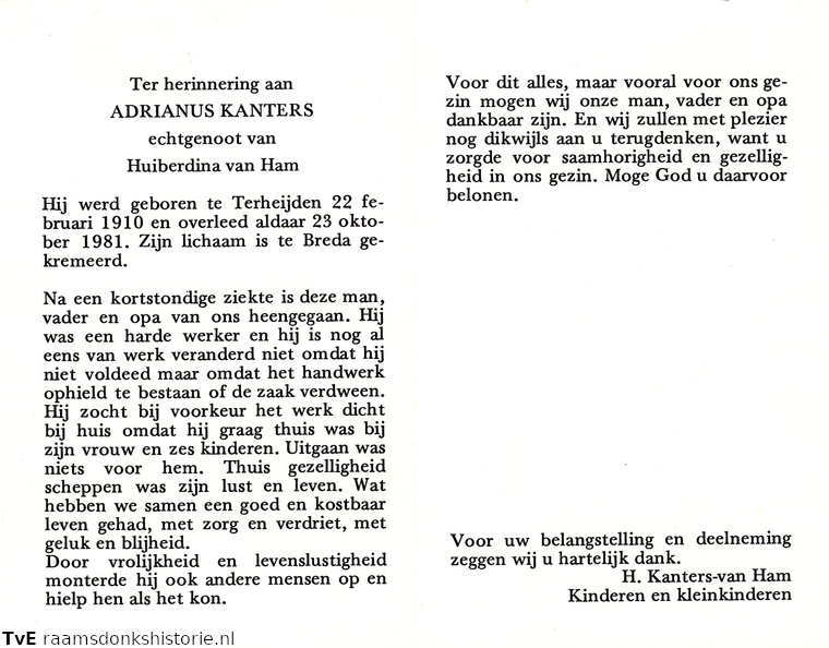 Adrianus Kanters- Huiberdina van Ham