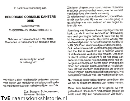 Hendricus Cornelis Kanters Theodora Johanna Broeders