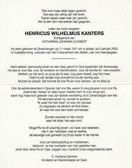 Henricus Wilhelmus Kanters - Catharina Johanna Clement