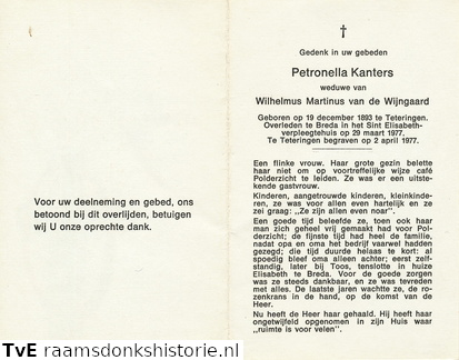 Petronella Kanters- Wilhelmus Martinus van de Wijngaard