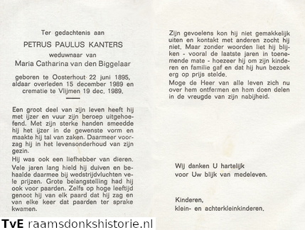 Petrus Paulus Kanters- Maria Catharina van den Biggelaar