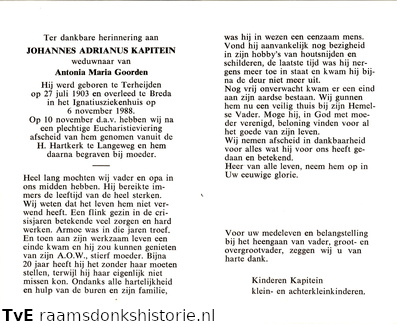 Johannes Adrianus Kapitein- Antonia Maria Goorden