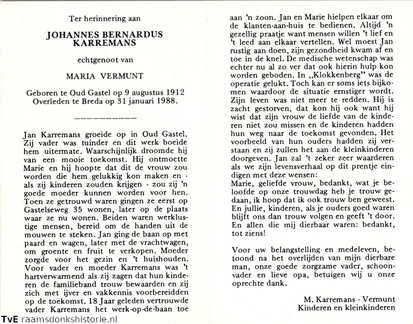 Johannes Berenardus Karremans- Maria Vermunt