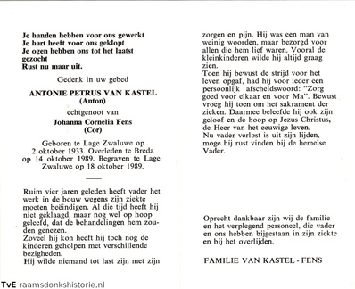 Antonie Petrus van Kastel Johanna Cornelia Fens