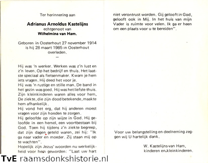 Adrianus Arnoldus Kastelijns Wilhelmina van Ham