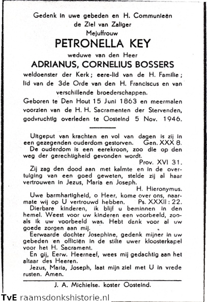 P(i)etronella Keij- Adrianus Cornelius Bossers