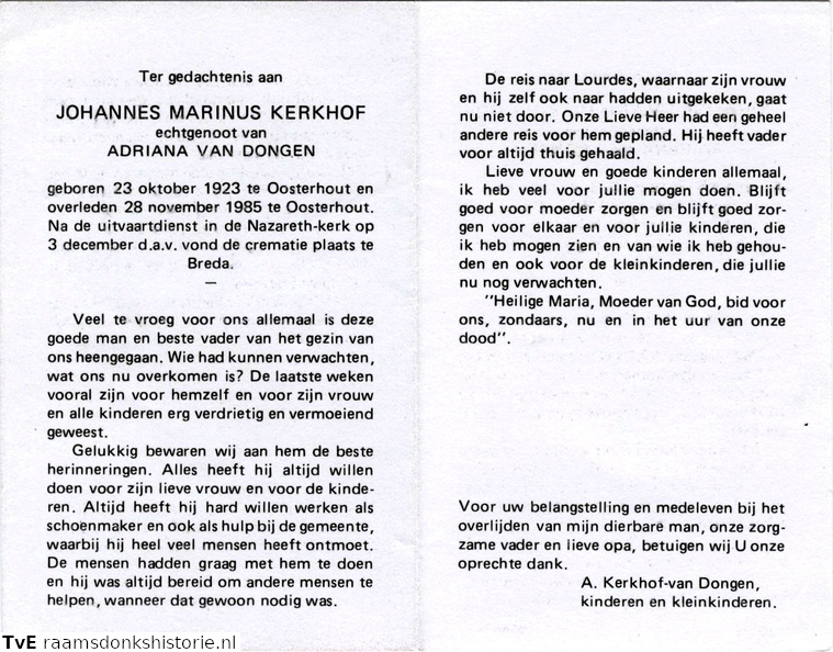 Johannes Marinus Kerkhof- Adriana van Dongen
