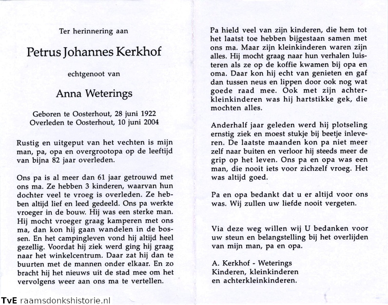 Petrus Johannes Kerkhof- Anna Weterings