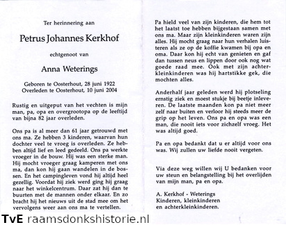 Petrus Johannes Kerkhof Anna Weterings