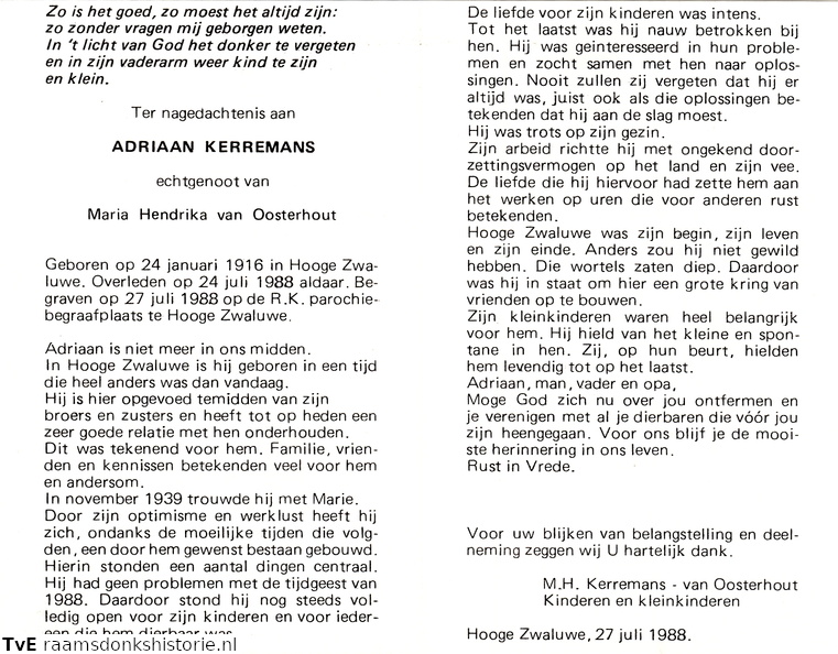 Adriaan Kerremans- Maria Hendrika van Oosterhout