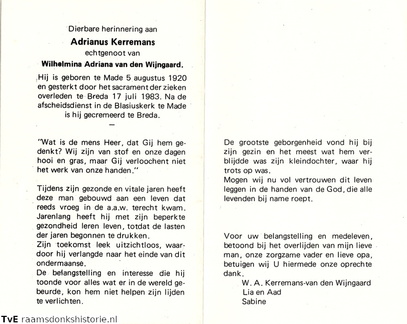 Adrianus Kerremans Wilhelmina Adriana van den Wijngaard