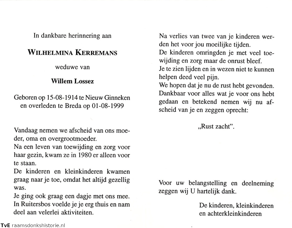 Wilhelmina Kerremans- Willem Lossez