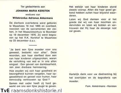 Johanna Maria Kersten- Willebrodus Adrianus Akkermans