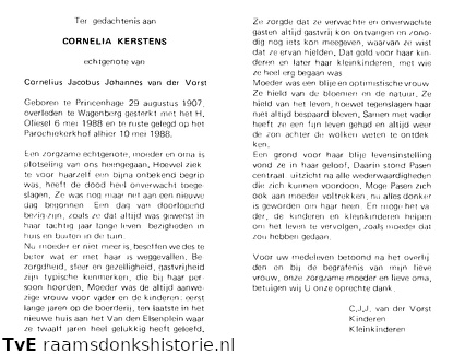 Cornelia Kerstens- Cornelis Jacobus Johannes van der Vorst
