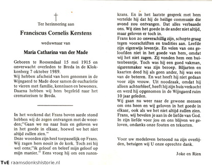 Franciscus Cornelis Kerstens Maria Catharina van der Made