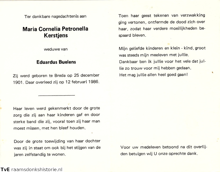 Maria Cornelia Petronella Kerstjens- Eduardus Buelens