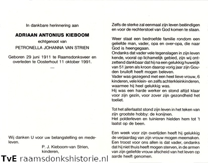 Adriaan Antonius Kieboom Petronella Johanna van Strien