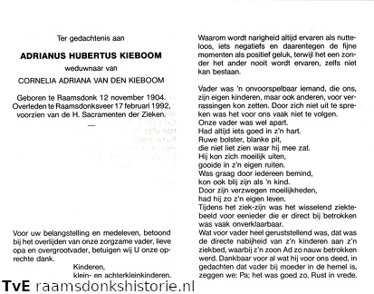 Adrianus Hubertus Kieboom- Cornelia Adriana van den Kieboom