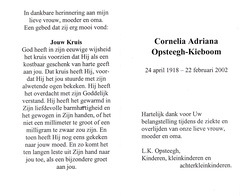 Cornelia Adriana Kieboom- L K Opsteegh