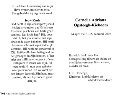 Cornelia Adriana Kieboom L K Opsteegh