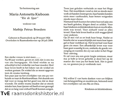 Maria Antonetta Kieboom- Mathijs Petrus Broeders