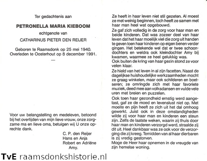 Petronella Maria Kieboom- Catharinus Pieter den Reijer