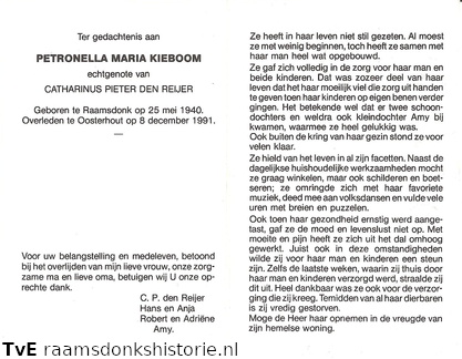 Petronella Maria Kieboom Catharinus Pieter den Reijer