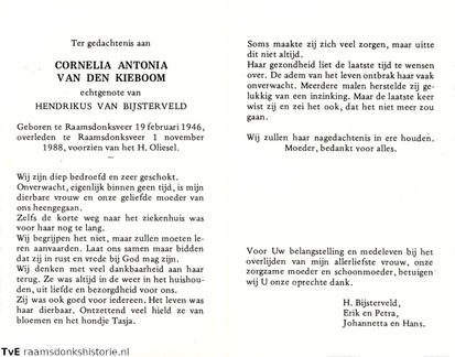 Cornelia Antonia van den Kieboom Hendrikus van Bijsterveld