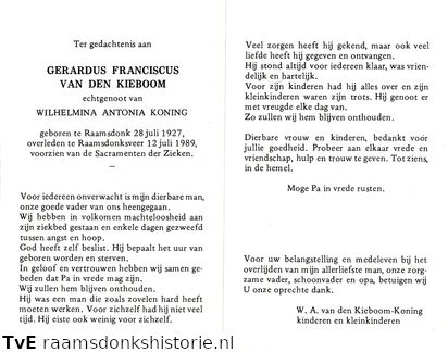 Gerardus Franciscus van den Kieboom Wilhelmina Antonia Koning