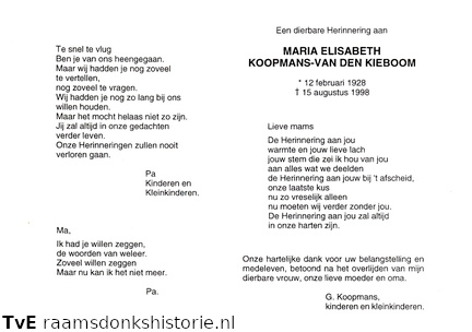 Maria Elisabeth van den Kieboom G. Koopmans