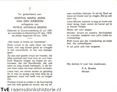 Martha Maria Anna van den Kieboom Petrus Antonius Broeke