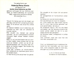 Hubertus Petrus Kievits Jacoba Anna Catharina van Dijk