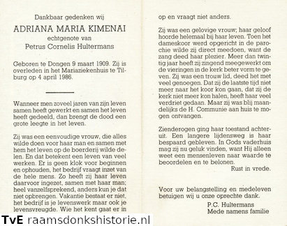 Adriana Maria Kimenai- Petrus Cornelis Hultermans
