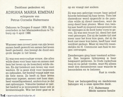 Adriana Maria Kimenai Petrus Cornelis Hultermans