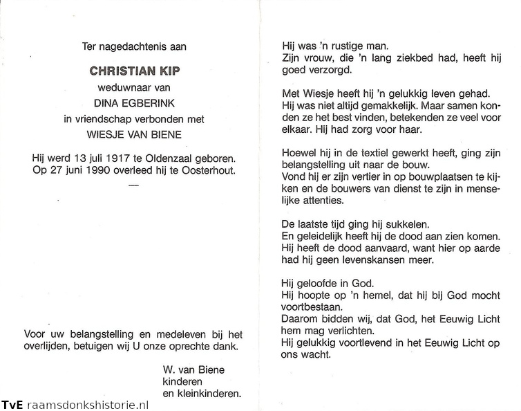 Christian Kip- (vr) Wiesje van Biene- Dina Egberink