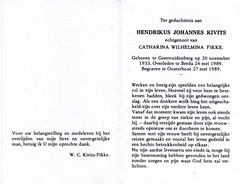 Hendrikus Johannes Kivits- Catharina Wilhelmina Fikke