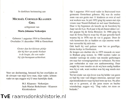Michaël Cornelis Klaassen Maria Johanna Verkooijen