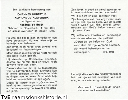 Johannes Hubertus Alphonsus Klaverdijk- Hendrica de Bruijn