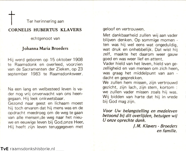 Cornelis Hubertus Klavers Johanna Maria Broeders