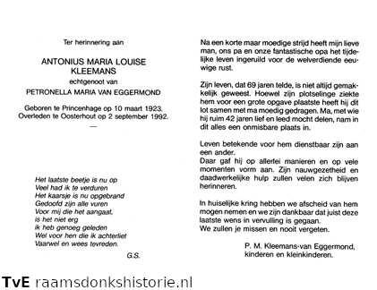 Antonius Maria Louise Kleemans- Petronella Maria van Eggermond