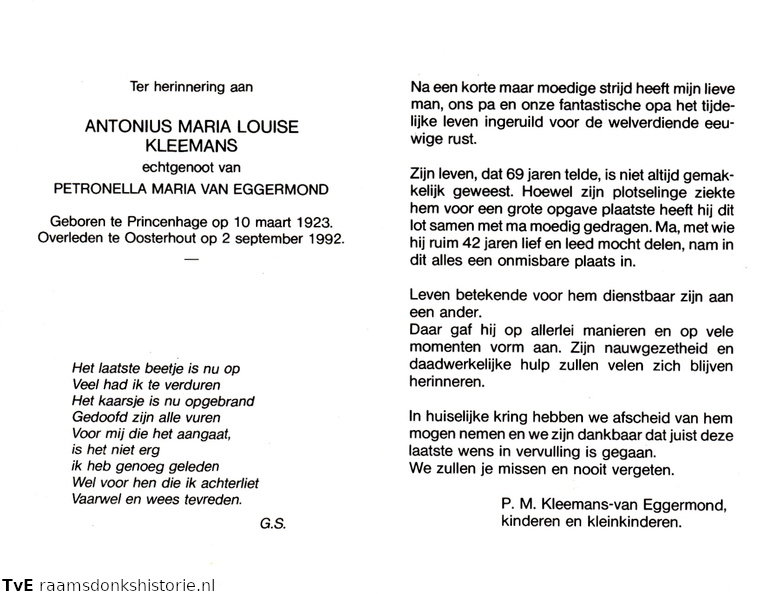 Antonius Maria Louise Kleemans Petronella Maria van Eggermond