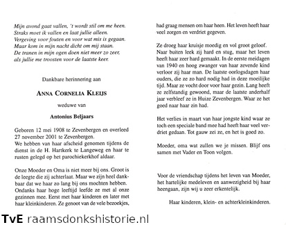 Anna Cornelia Kleijs- Antonius Beljaars