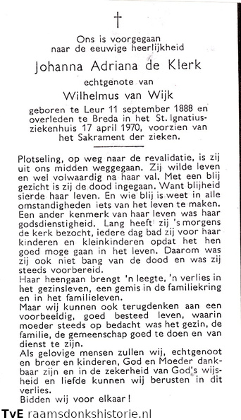 Johanna Adriana de Klerk Wilhelmus van Wijk